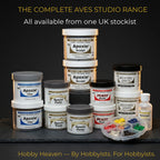 Aves range graphic: Apoxie Sculpt, Apoxie Clay, Apoxie Paste, FIXIT Paste, Super White and Finishing Solution containers