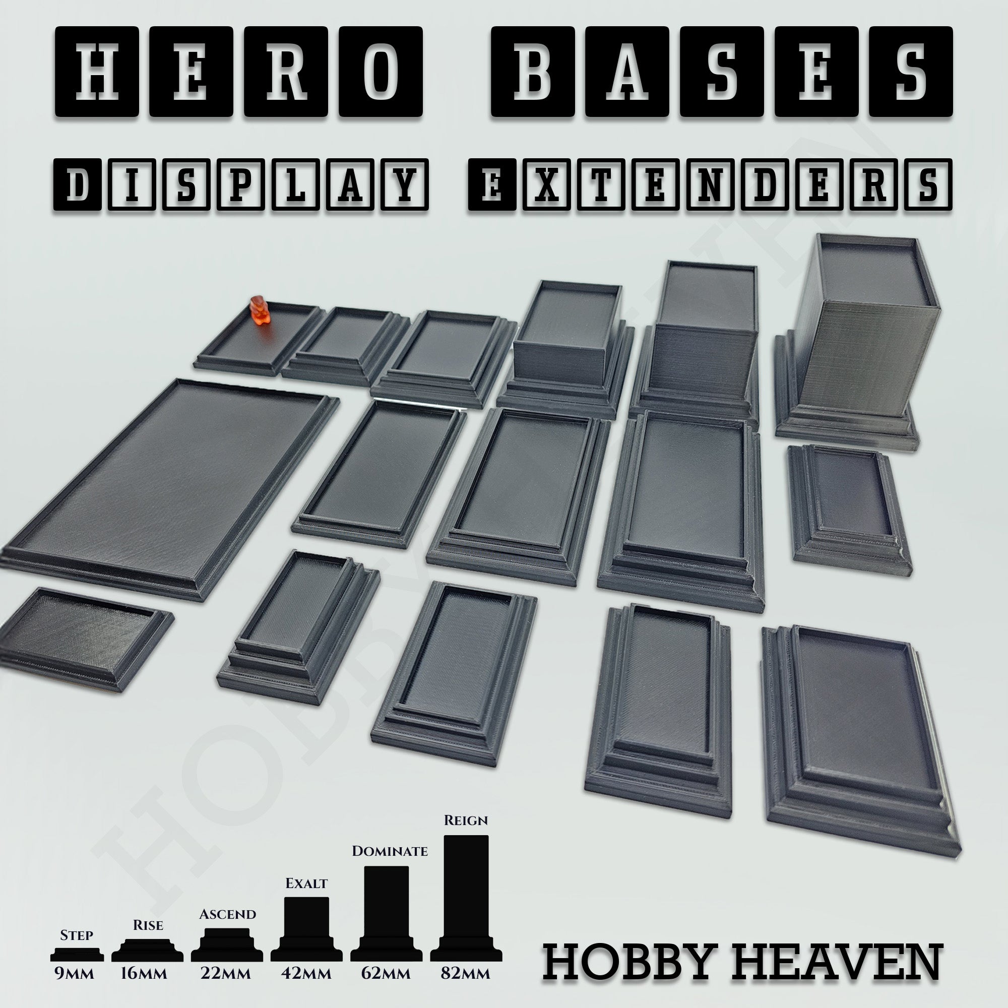 Open Basing System Hero Bases Display Extenders .stl Pack