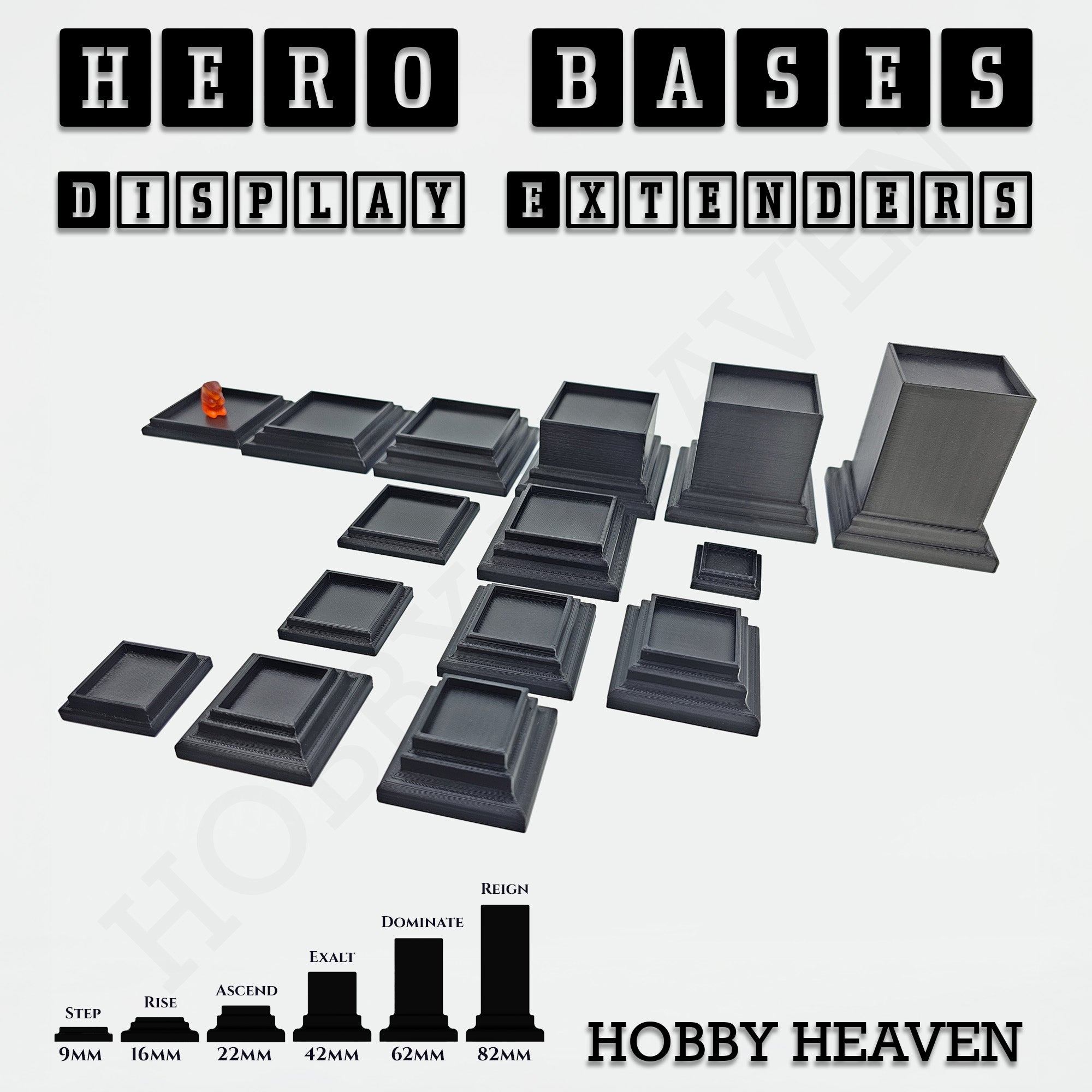 Open Basing System Hero Bases Display Extenders .stl Pack