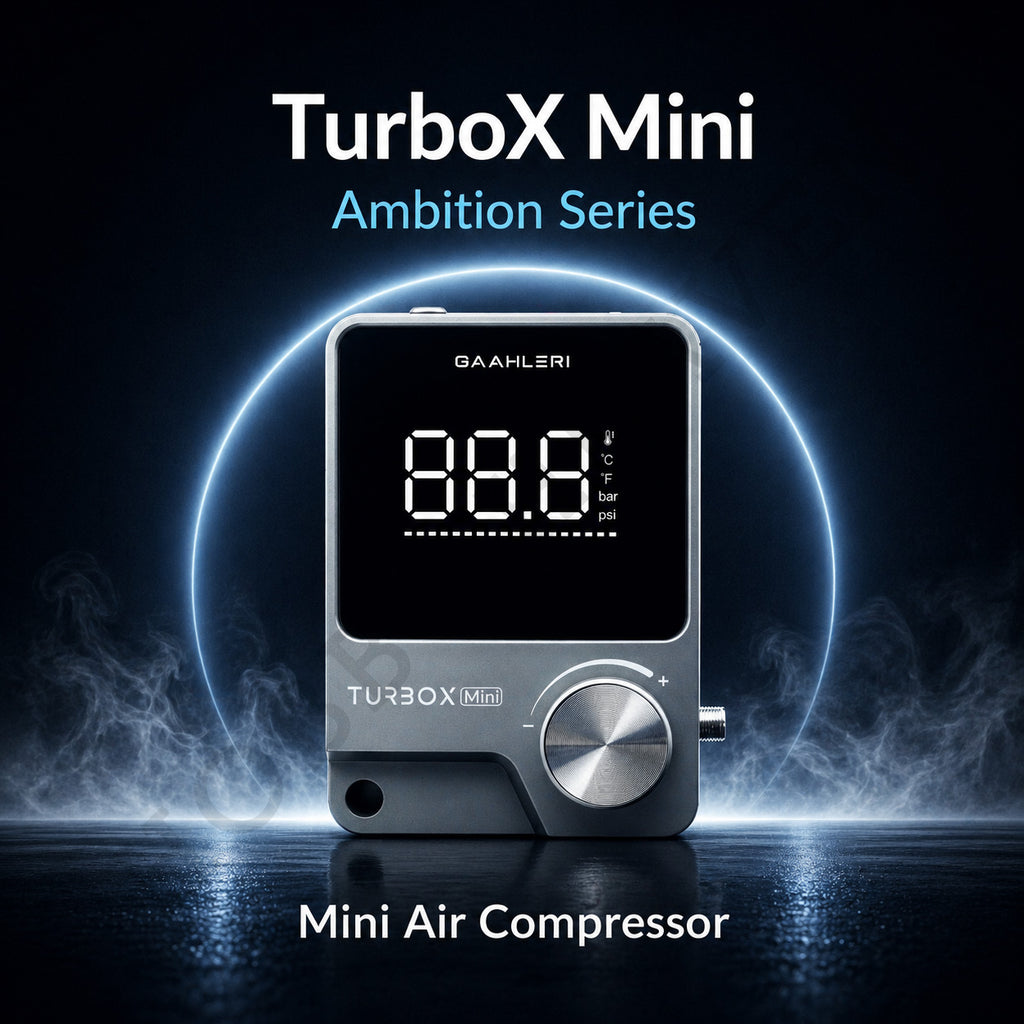 Gaahleri TurboX Mini Ambition Series hero image with dramatic blue glow lighting on dark background