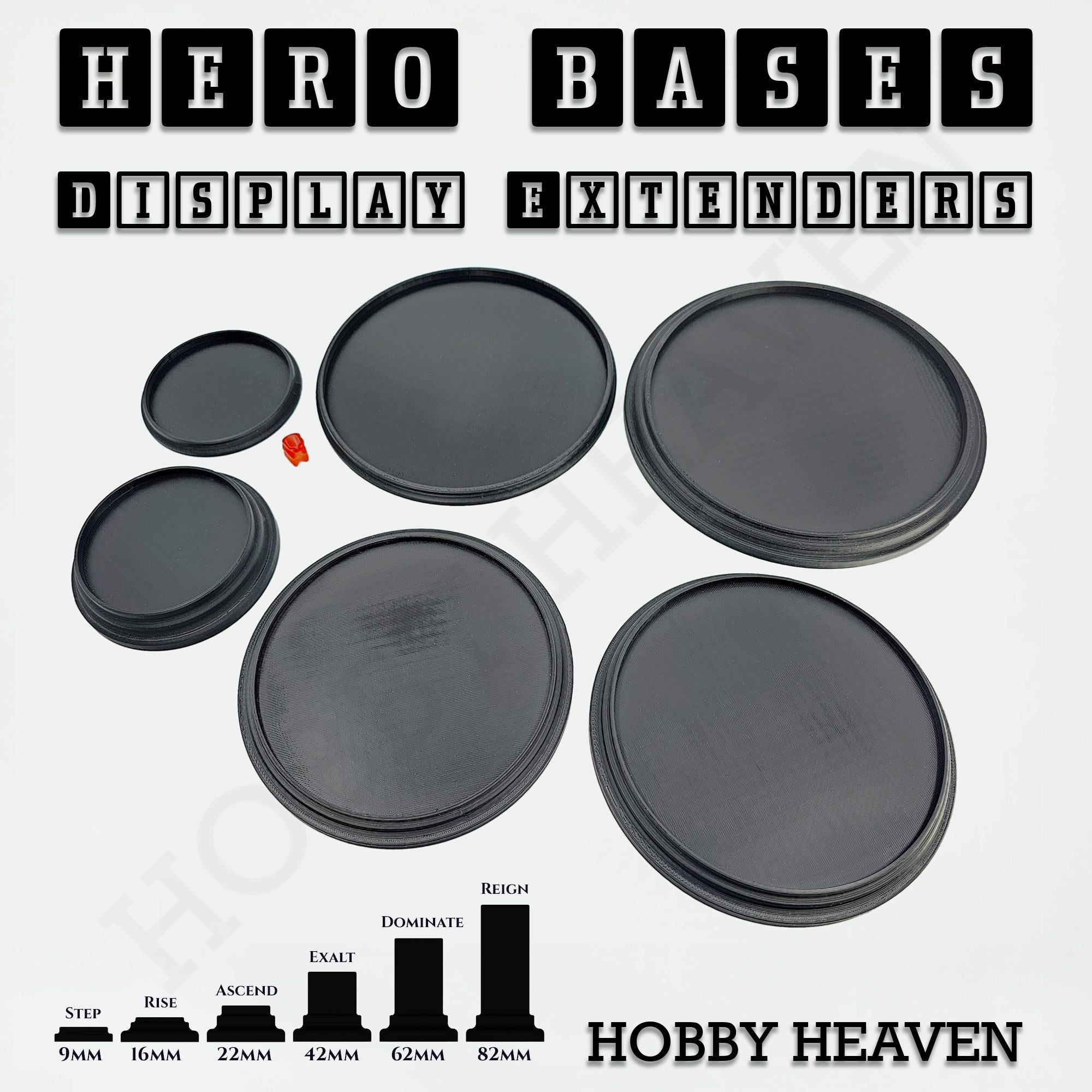 Open Basing System Hero Bases Display Extenders .stl Pack