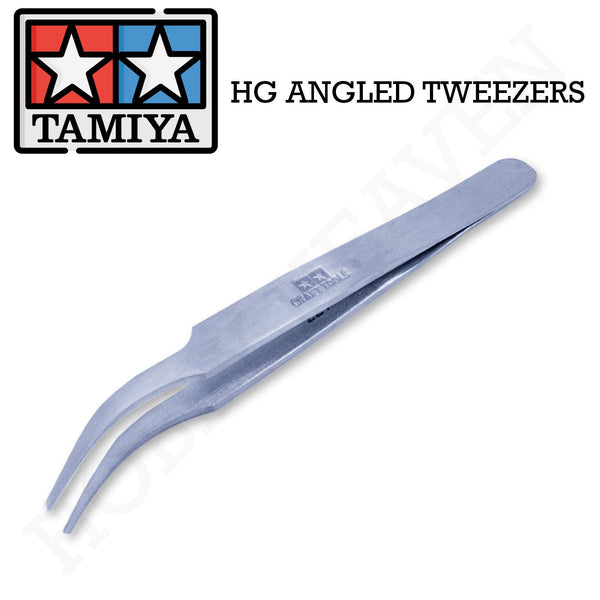 Tamiya Hg Angled Tweezers Round Tip 74108 - Hobby Heaven