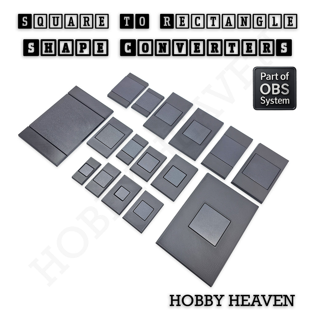 Square to Rectangle Bases Size Converters 3d Print Full Range