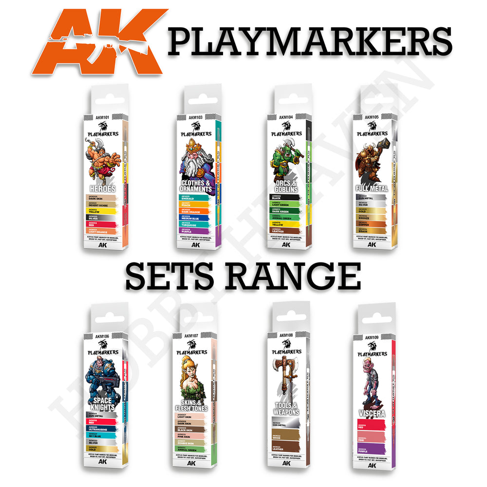 AK Interactive Playmarkers Paint Marker Sets – Full Range for Miniatures & Models