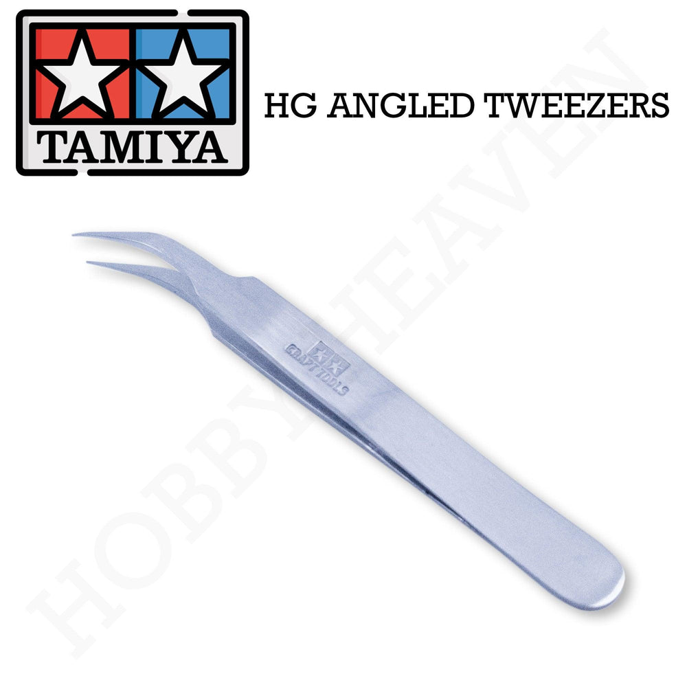 Tamiya 74108 HG SS Round Tip Angled Tweezers RC Plastic Model Craft Tools