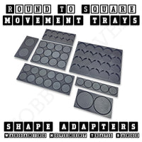 Round to Square Movement Trays Adapters for Tabletop Games
