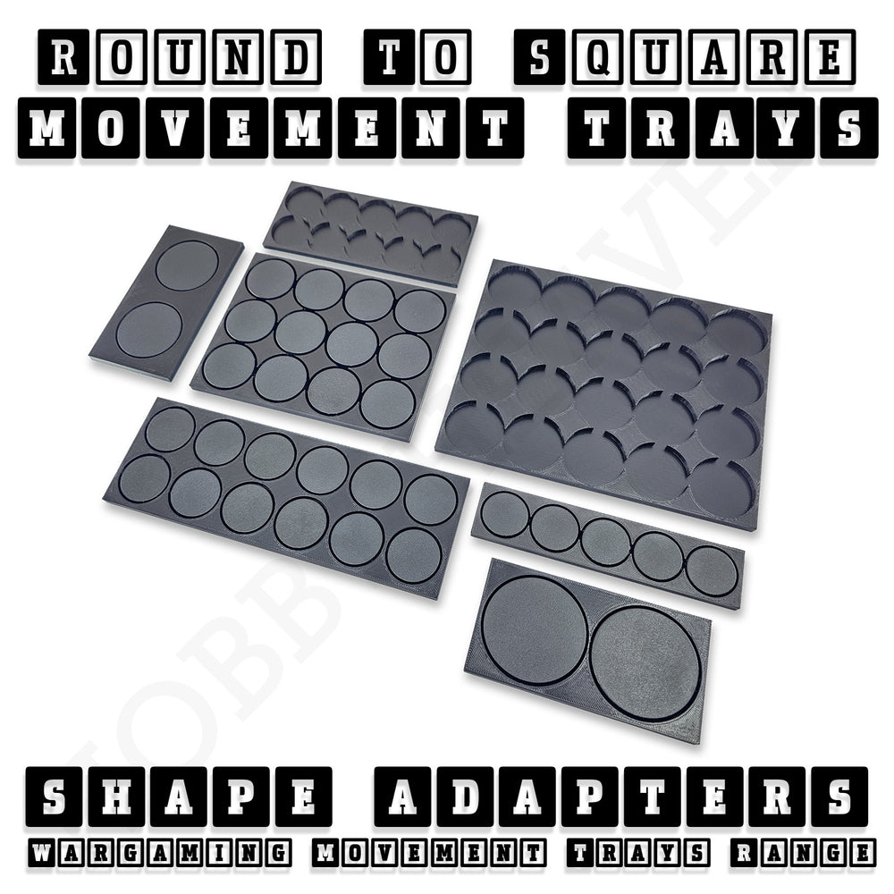 Round to Square Movement Trays Adapters for Tabletop Games