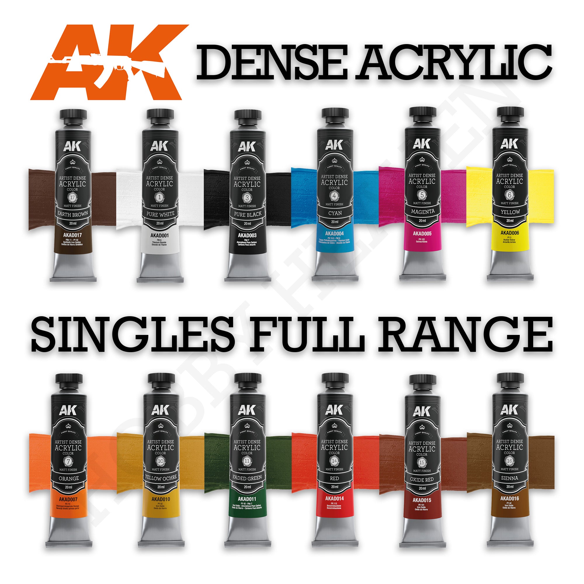 AK Interactive Dense Acrylics Paints Range 20ml