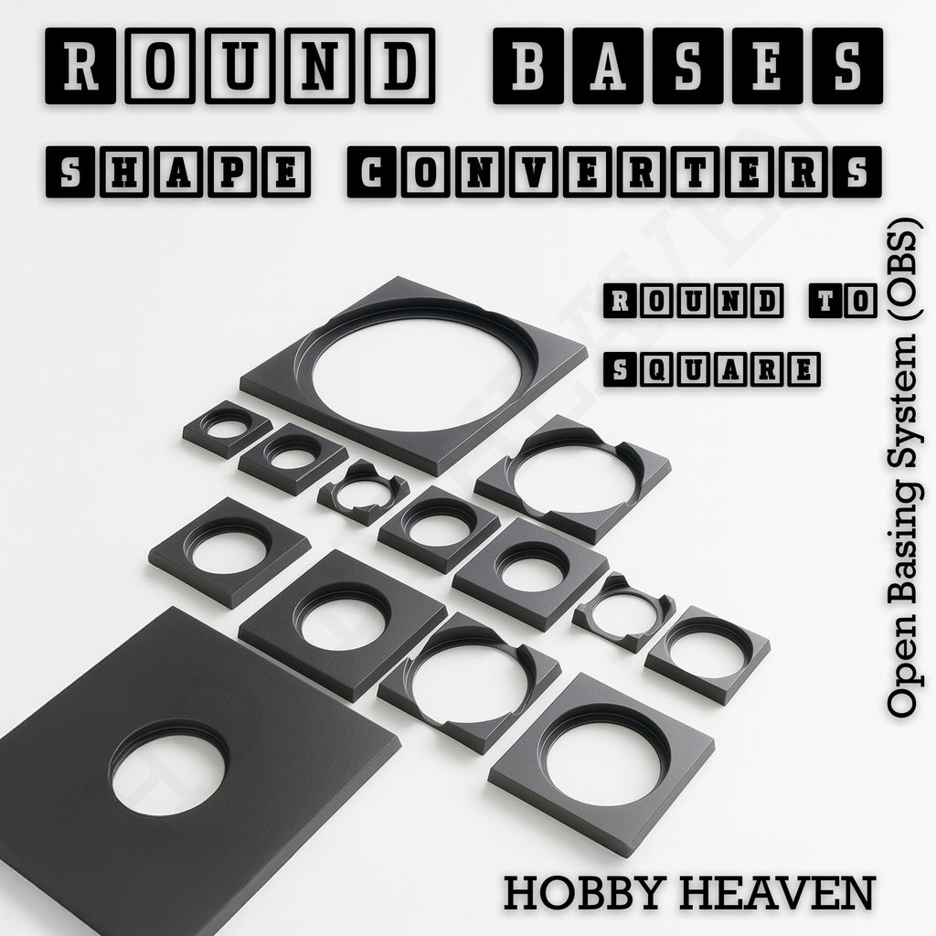 Round to Square Bases Shape and Size Converters 3d Print Full Range