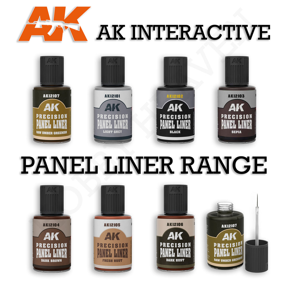 AK Interactive Paneliner 30ml | Precision Enamel Washes Range (AK12101–AK12107)