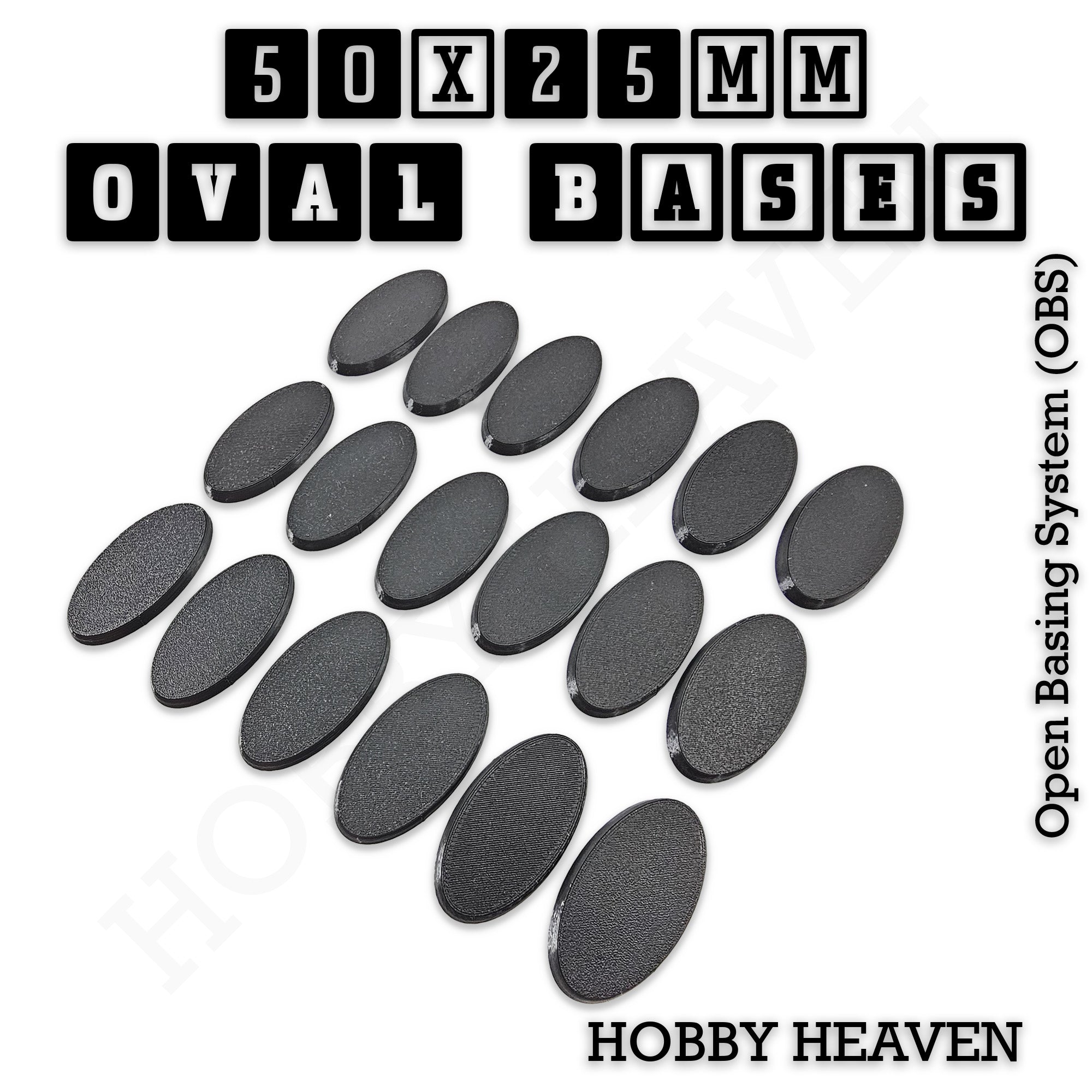 50x25mm Oval Textured Bases 3d Printed