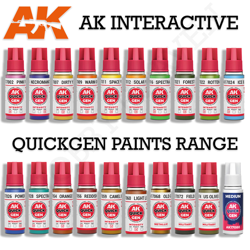 AK Interactive Quickgen Speed Paint | One-Coat Acrylics | 80+ Colours | Auto-Shading Matte Miniature Paints