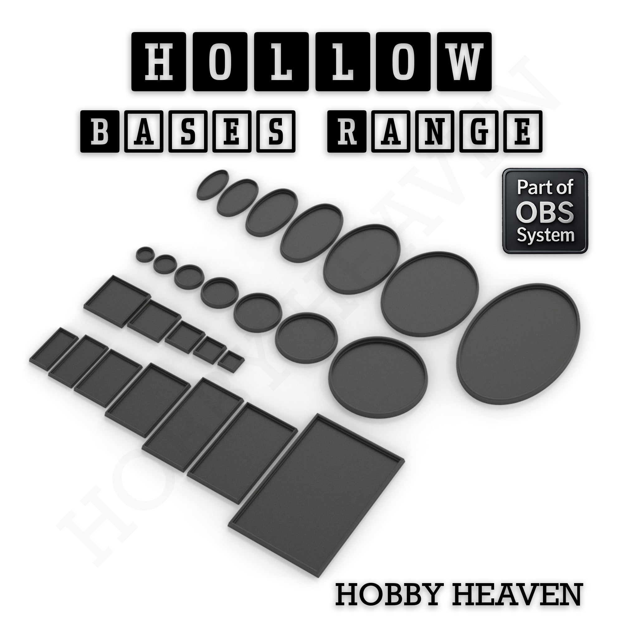 Hollow Bases Range  - Wargaming 3d Printed Bases (OBS System)