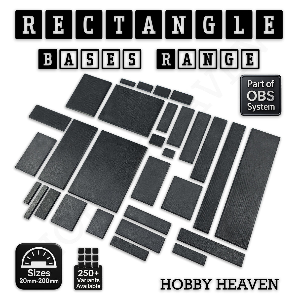 Rectangular Base 3d Rectangle Bases Range Sizes - 75x30mm to 125x40mm Medium Sizes 3d Prin ...