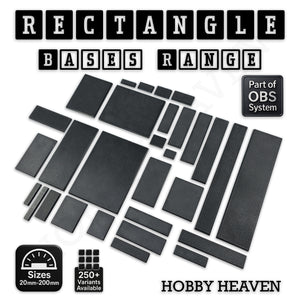 Rectangle Bases Range Sizes - 20x15mm to 75x25mm Small Sizes 3d Print Full Range Tabletop Games