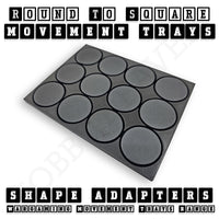 Round to Square Movement Trays Adapters for Tabletop Games
