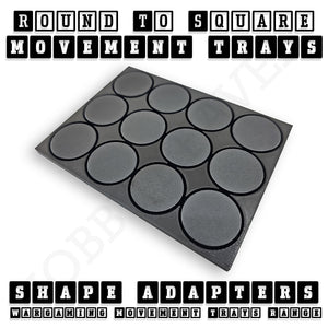 Round to Square Movement Trays Adapters for Tabletop Games