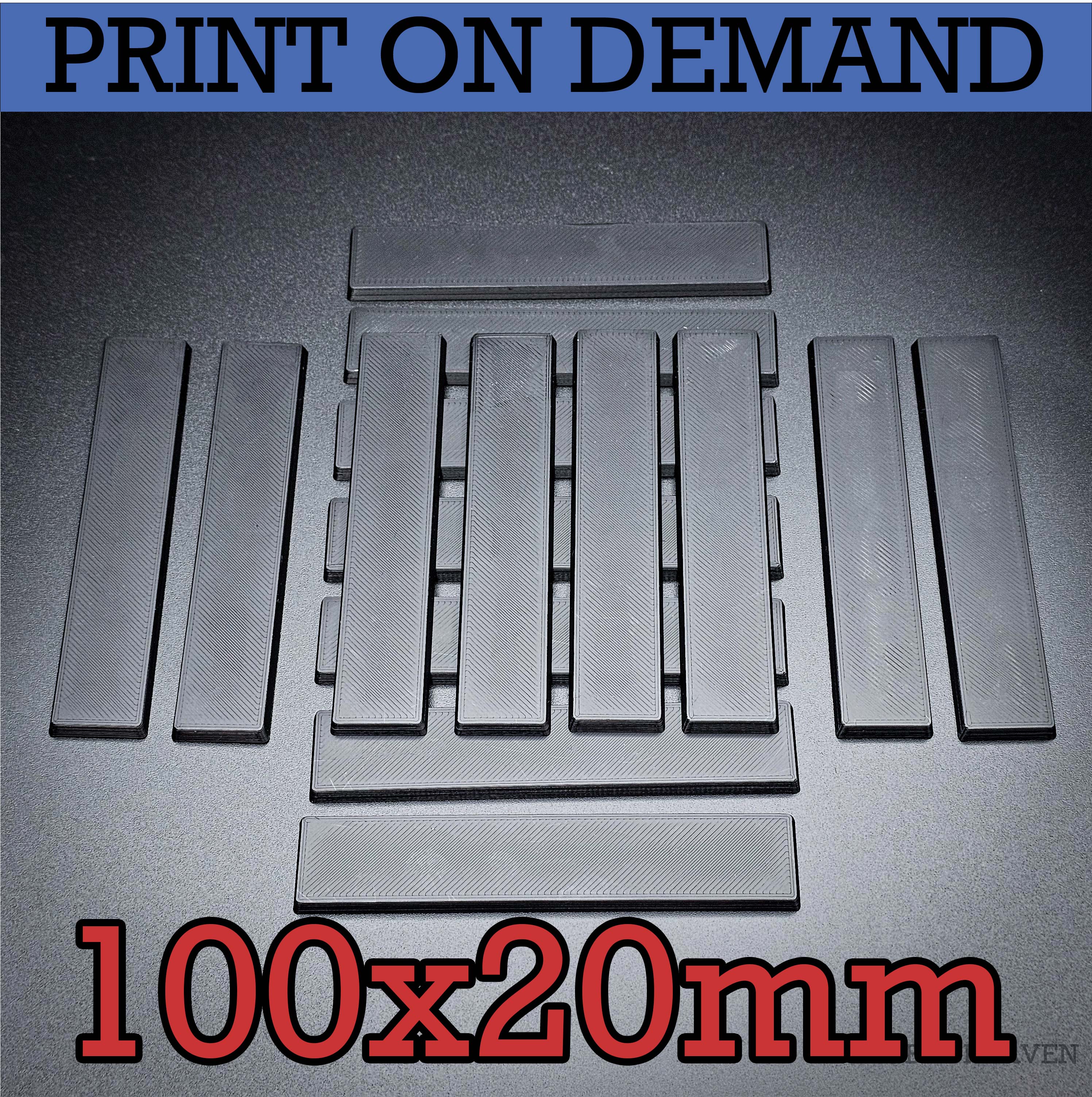 100x20mm Rectangle Plain Bases for Wargaming Miniatures 3d Print