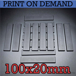 100x20mm Rectangle Plain Bases for Wargaming Miniatures 3d Print