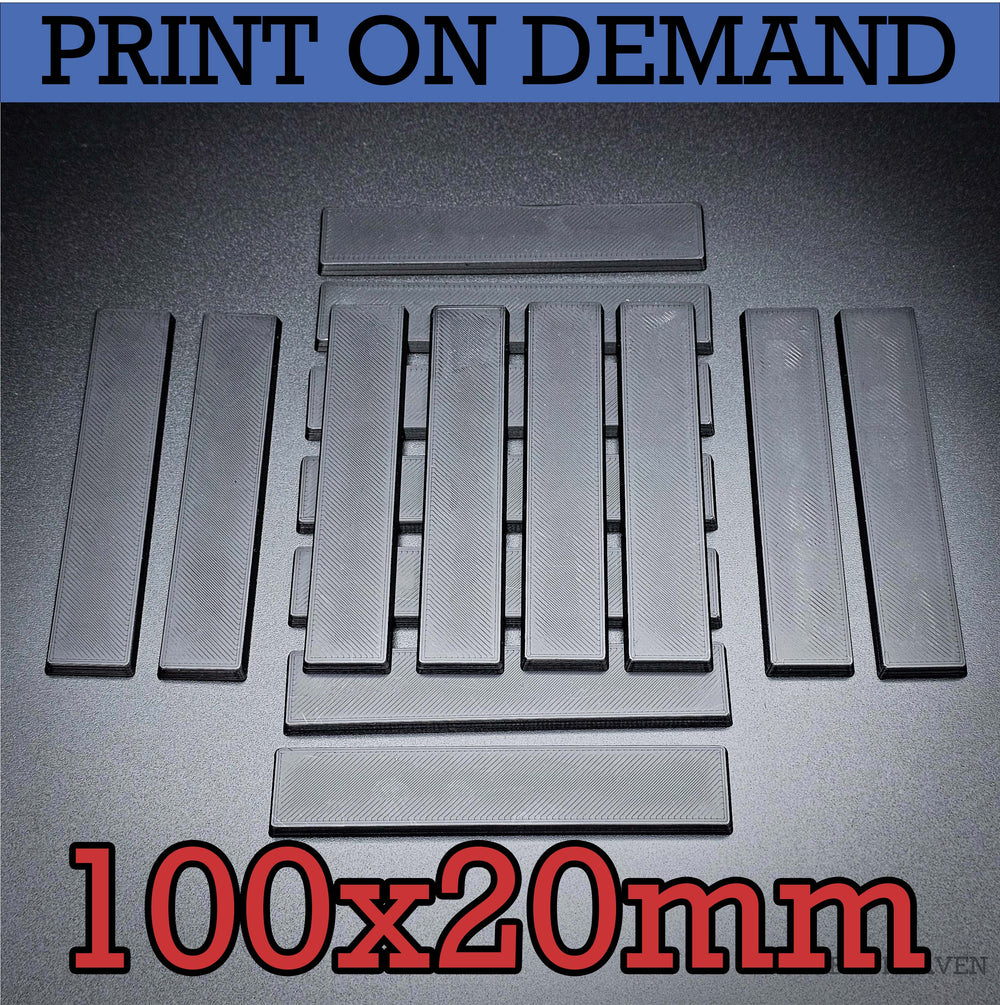 100x20mm Rectangle Plain Bases for Wargaming Miniatures 3d Print