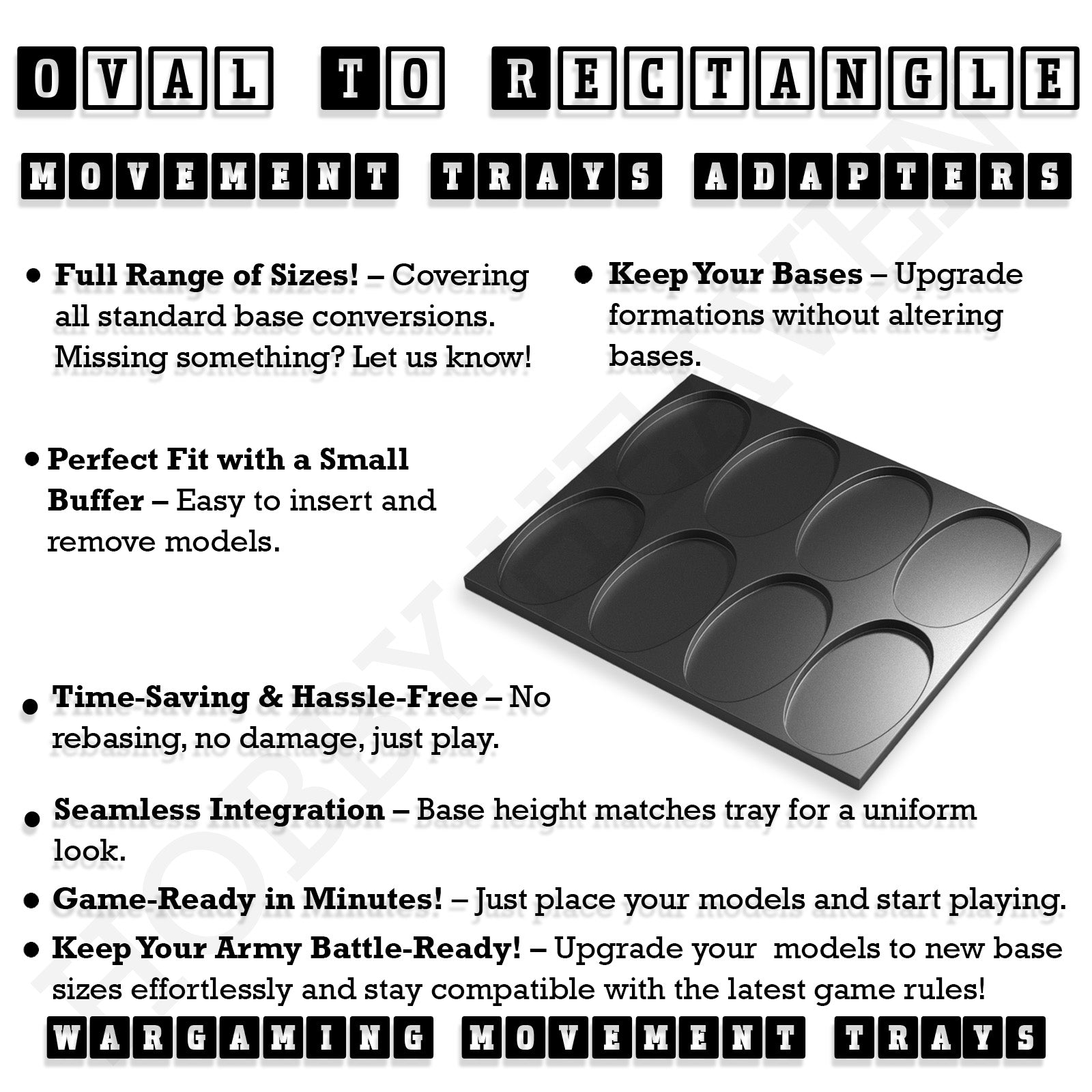 Oval to Rectangle Movement Tray Adapters