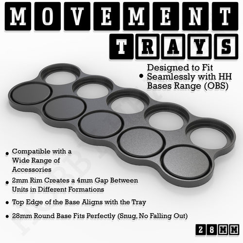 28mm Movement Trays for Tabletop Games | Wargaming | Full Range