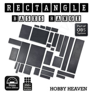 Rectangle Bases Range Sizes - 20x15mm to 75x25mm Small Sizes 3d Print Full Range Tabletop Games