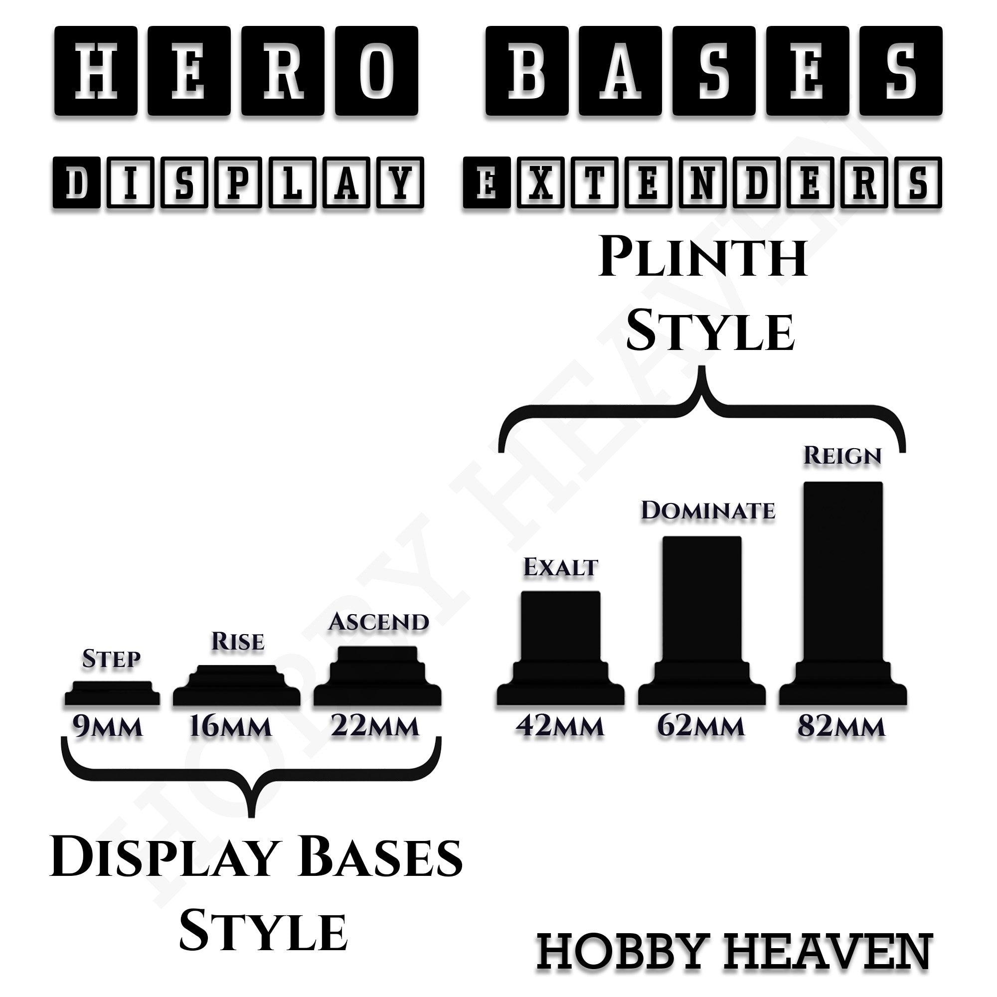 Open Basing System Hero Bases Display Extenders .stl Pack