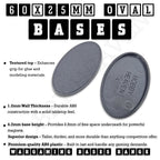 Feature graphic for the oval plain base showing the textured top face beside the moulded underside