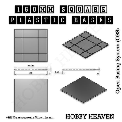 160mm Square Plastic Wargaming Base – 3D Printed Bases for Tabletop Miniatures