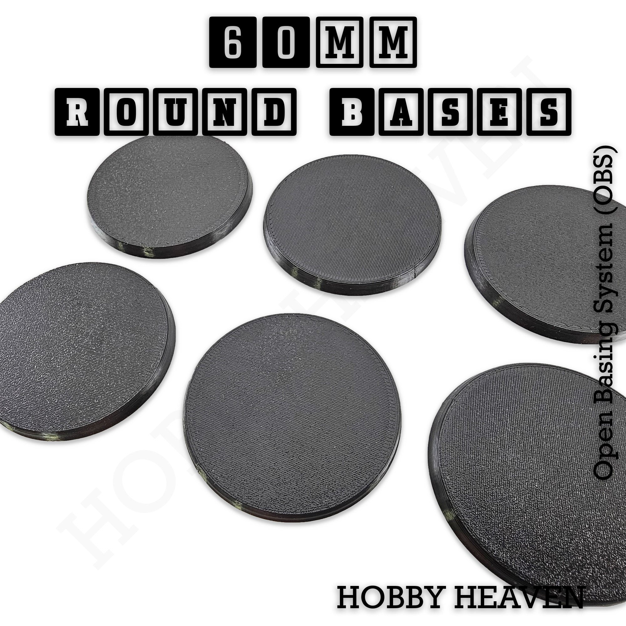 'True' 60mm Round Textured Bases 3d Printed