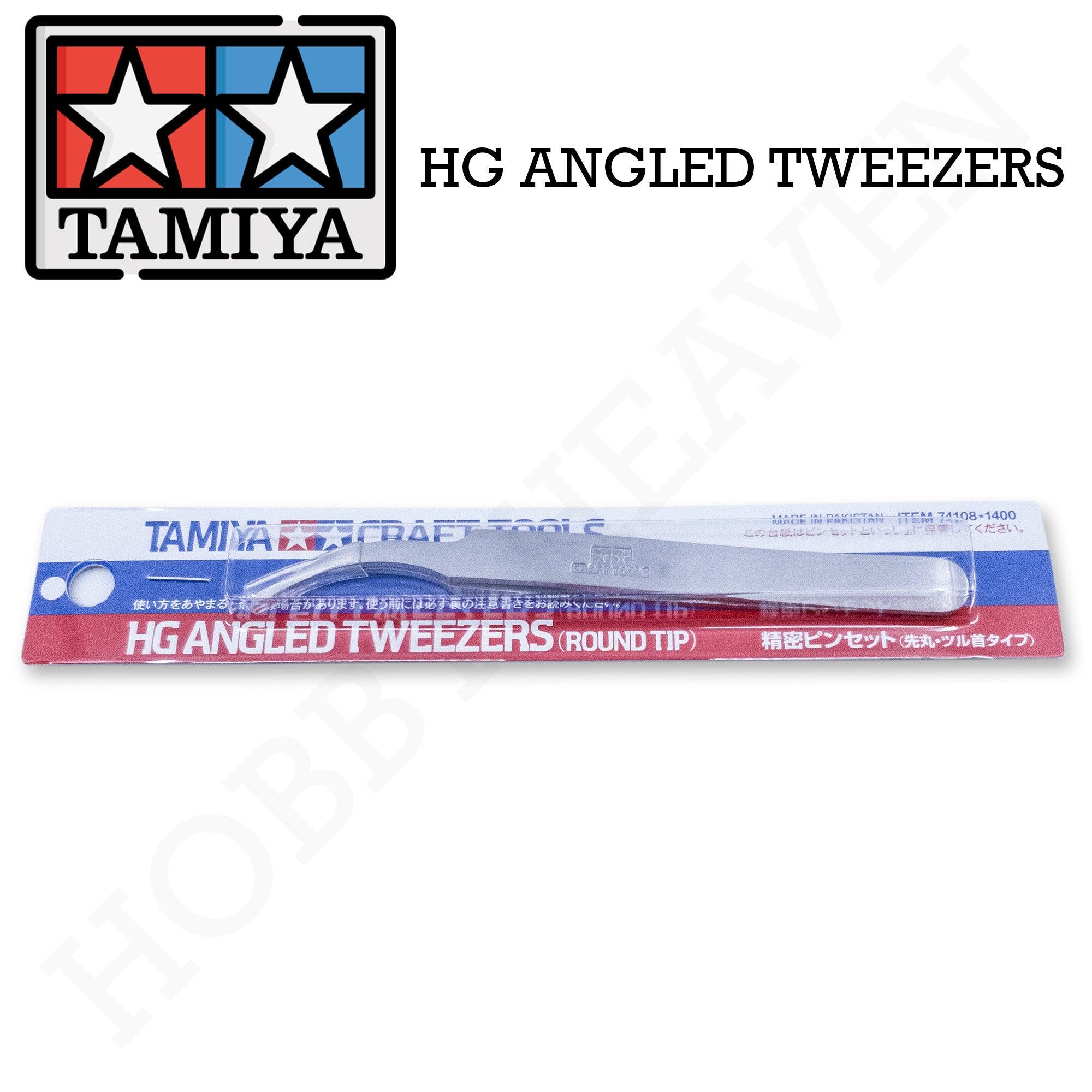 Tamiya Hg Angled Tweezers Round Tip 74108 - Hobby Heaven