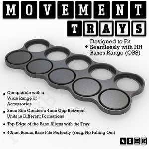 40mm Movement Trays for Tabletop Games | Warhammer Compatible | Full Range