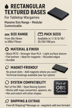 Rectangle Bases Range Sizes - 75x30mm to 125x40mm Medium Sizes 3d Print Full Range Tabletop Games