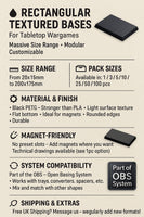 Rectangle Bases Range Sizes - 20x15mm to 75x25mm Small Sizes 3d Print Full Range Tabletop Games
