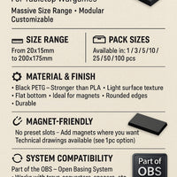 Rectangle Bases Range Sizes - 20x15mm to 75x25mm Small Sizes 3d Print Full Range Tabletop Games