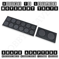 Round to Square Movement Trays Adapters for Tabletop Games
