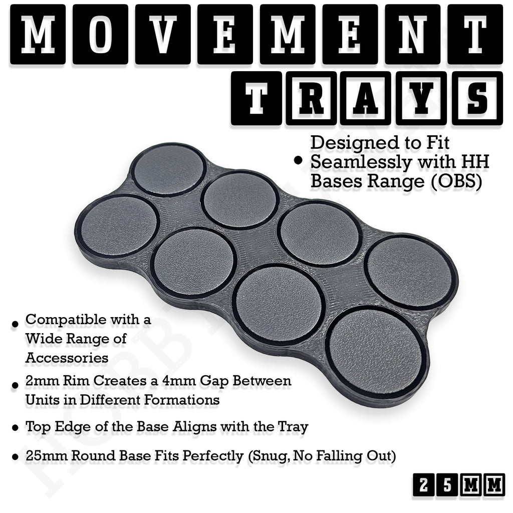 25mm Movement Trays for Tabletop Games | Waargaming | Full Range