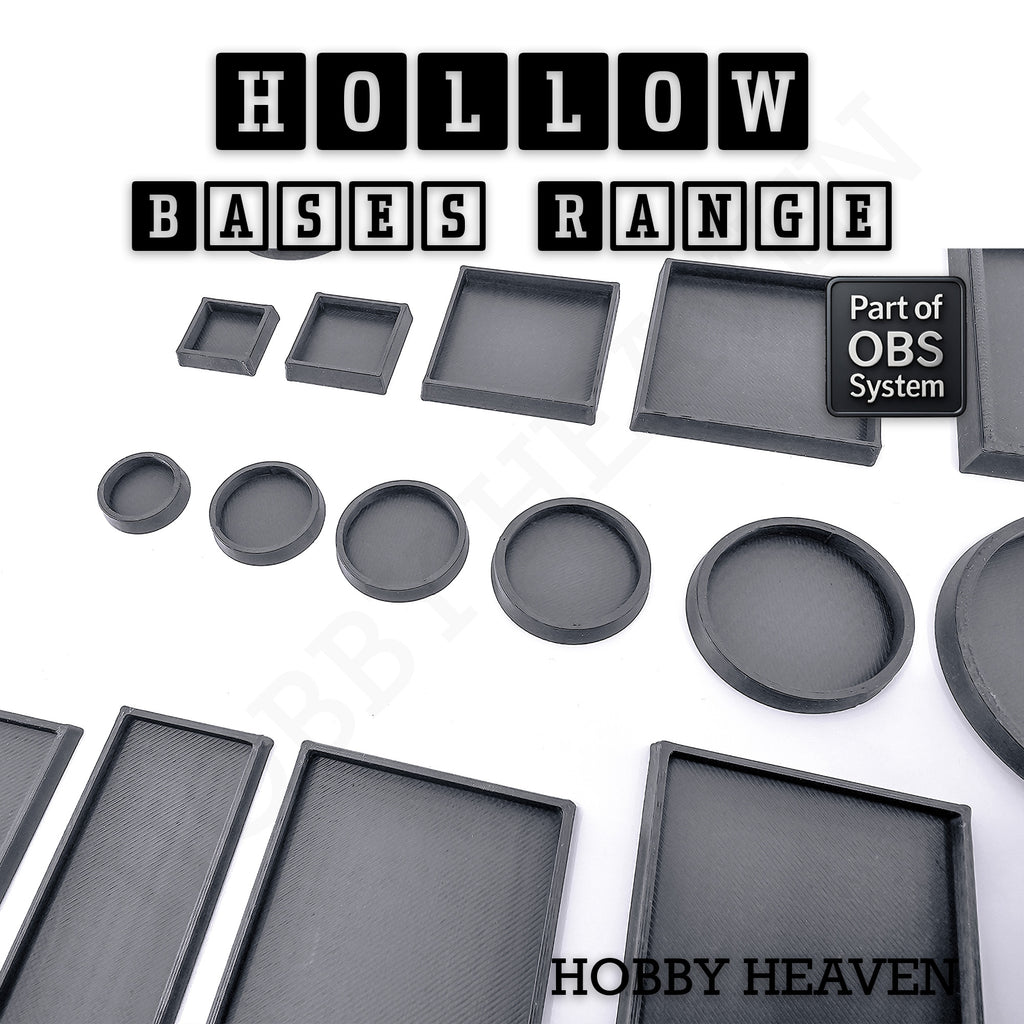 Hollow Bases Range  - Wargaming 3d Printed Bases (OBS System)