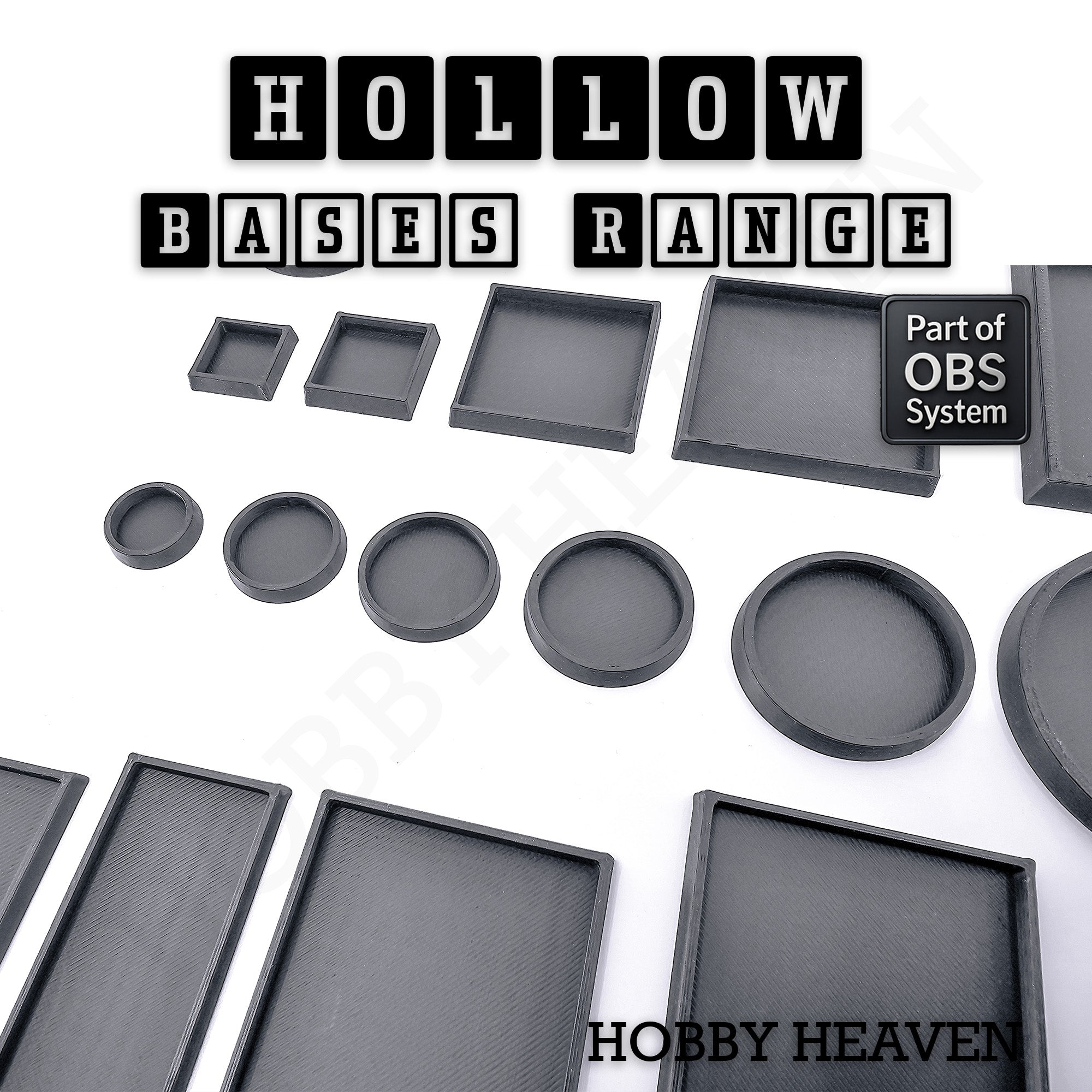 Hollow Bases Range  - Wargaming 3d Printed Bases (OBS System)