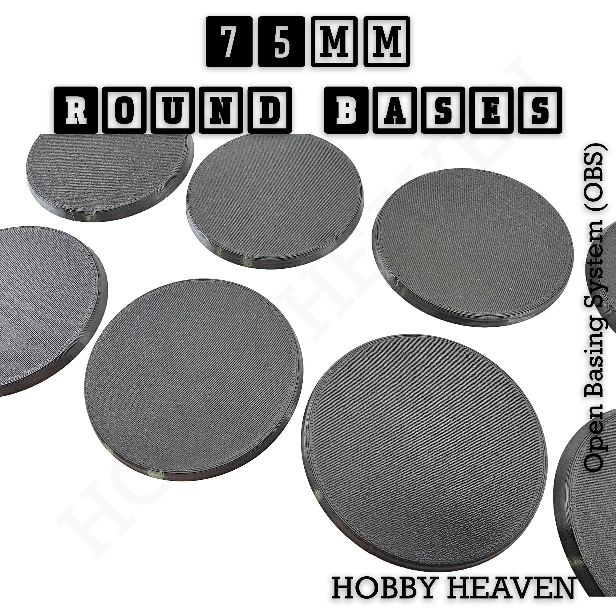 75mm Round Textured Bases 3d Printed
