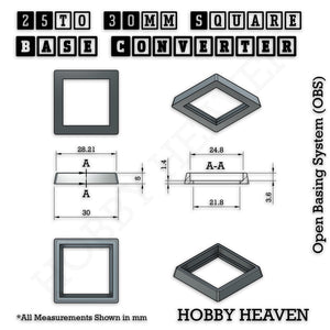 25 to 30mm Square Base Converters | Warhammer Fantasy & The Old World | Injection Moulded | No Rebasing Required