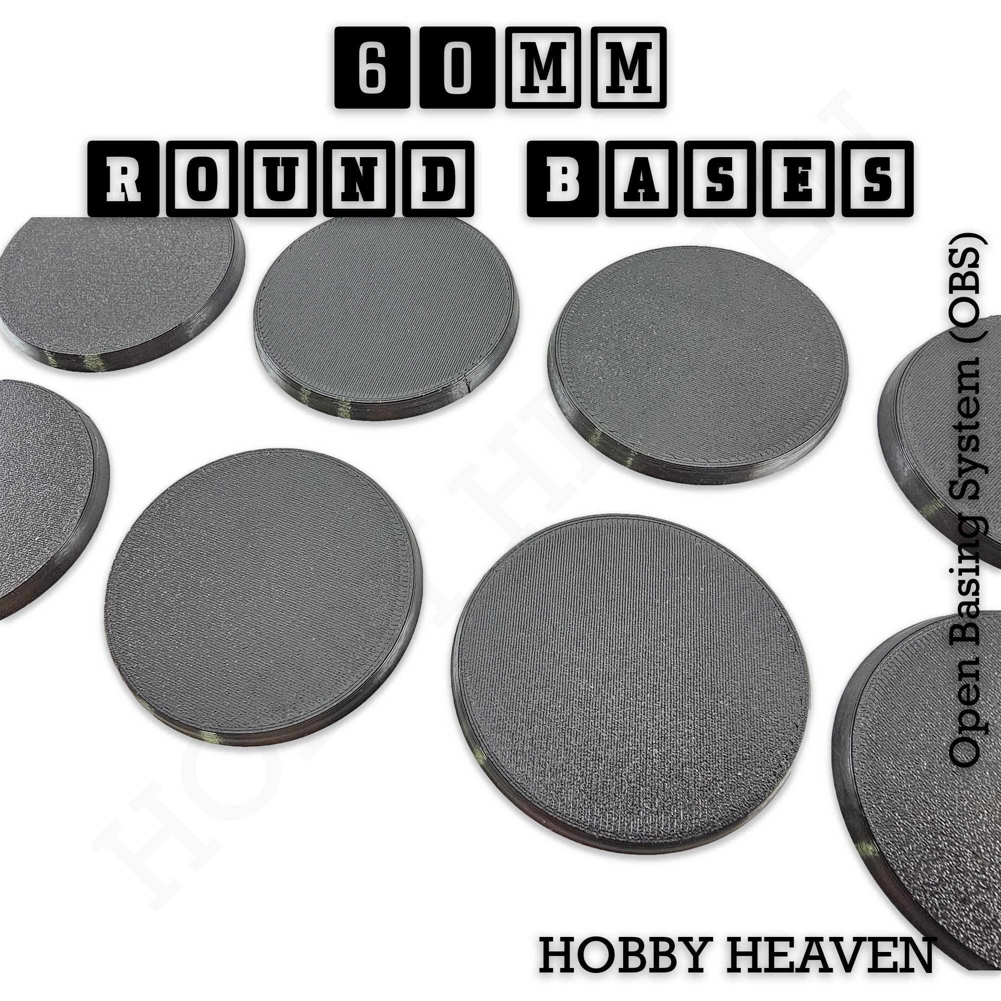 'True' 60mm Round Textured Bases 3d Printed
