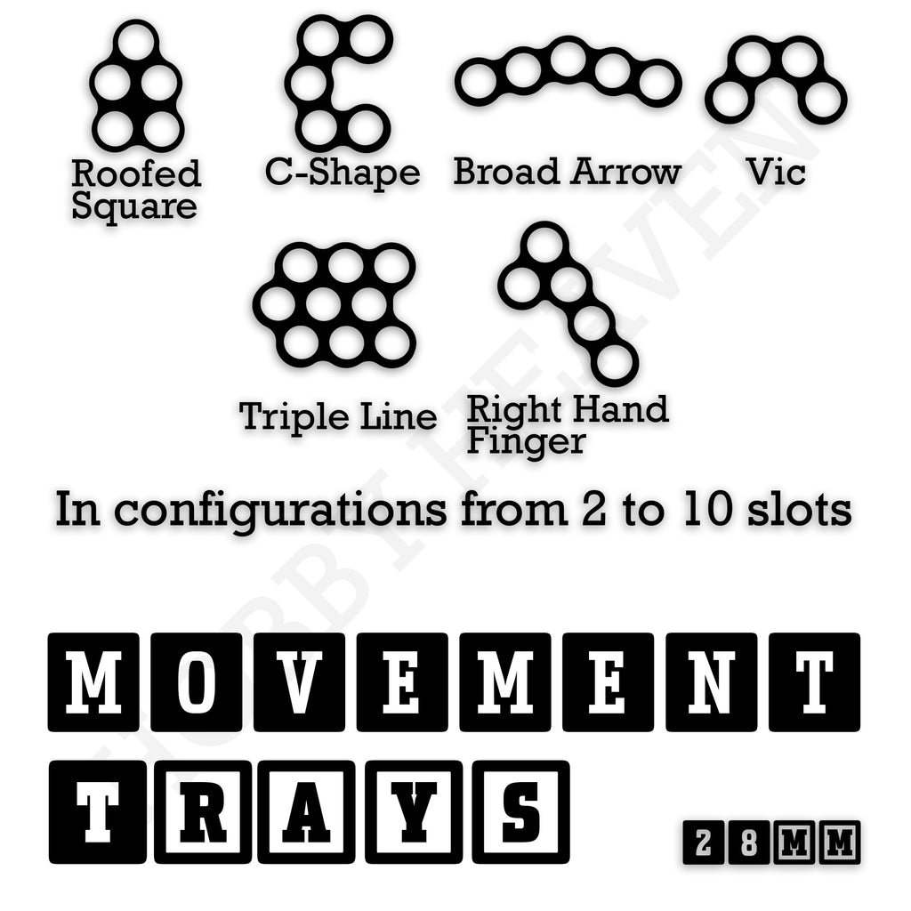 28mm Movement Trays for Tabletop Games | Wargaming | Full Range