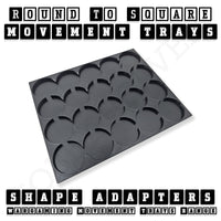 Round to Square Movement Trays Adapters for Tabletop Games
