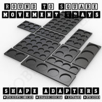 Round to Square Movement Trays Adapters for Tabletop Games
