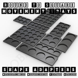 Round to Square Movement Trays Adapters for Tabletop Games