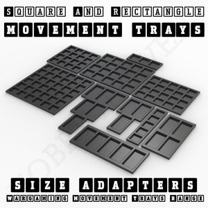 Square and Rectangle Movement Trays Adapters for Tabletop Games