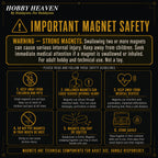 Magnet safety warning panel: swallowing two or more magnets can cause serious internal injury; keep away from children and medical devices, handle and store with care
