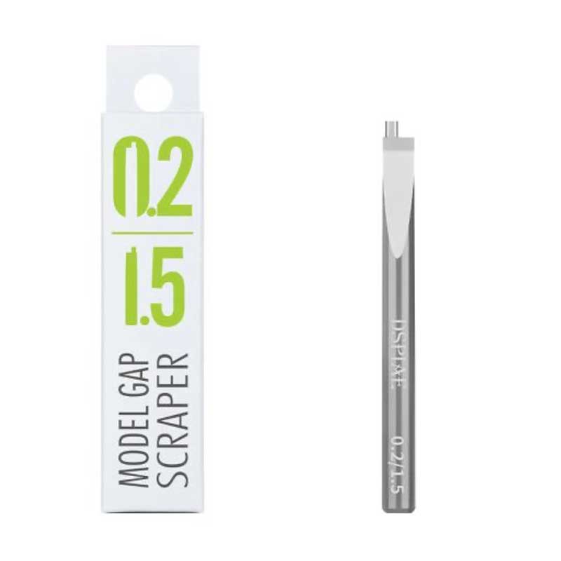 GS 0.2/1.5 mm gap scraper bit beside its retail box